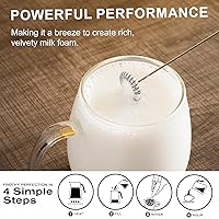 Vista 3 de Milk Frother Handheld, Multi-Functional Electric Frother & Mixer Compact Design for Easy Storage Easy Clean for Coffee, Latte, Matcha, Protein