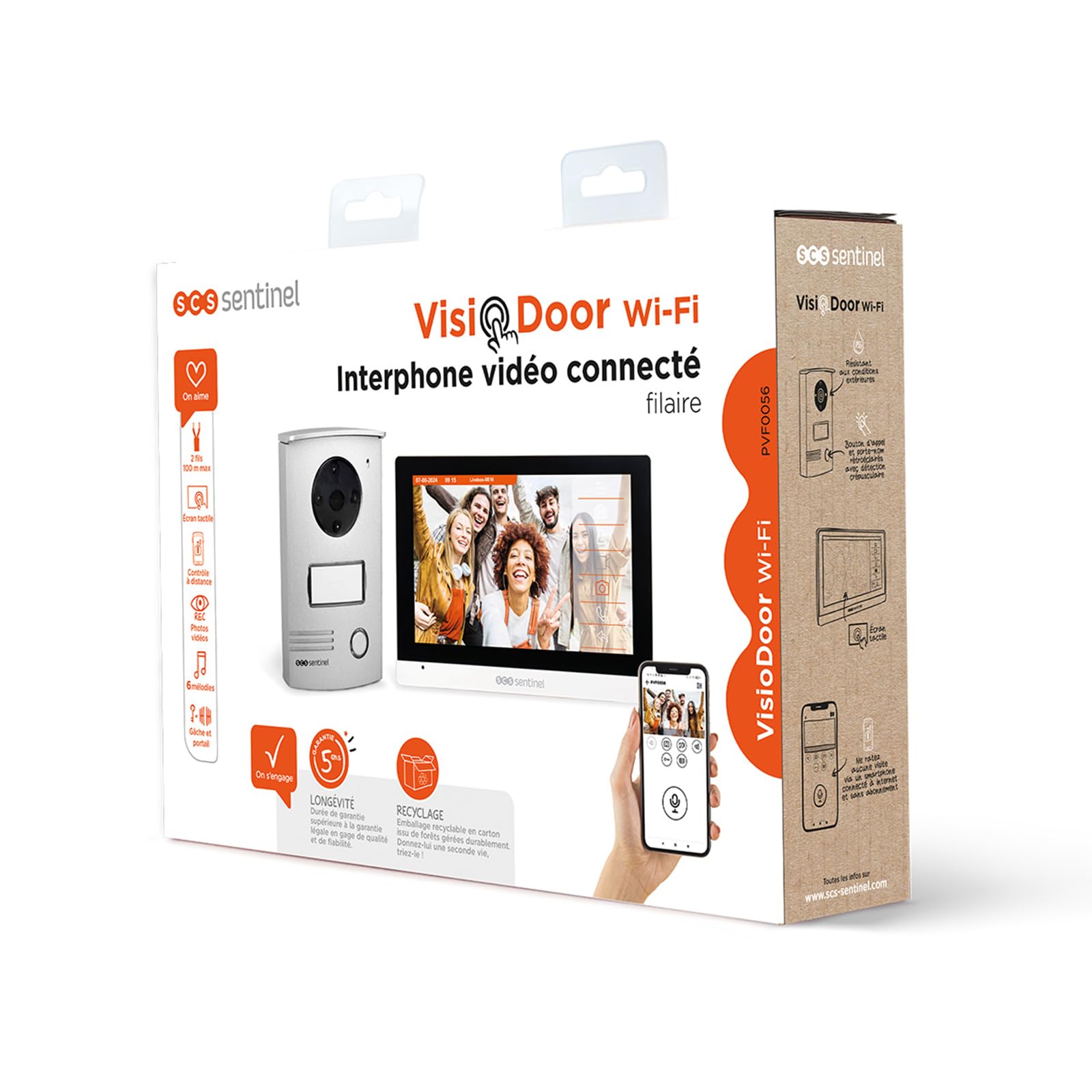Videoportero cableado – Pantalla táctil 7 Pulgadas - visión Nocturna | VisioDoor wifi, gran angular, memoria en tarjeta micro SD, IP55, videovigilancia, PVF0056