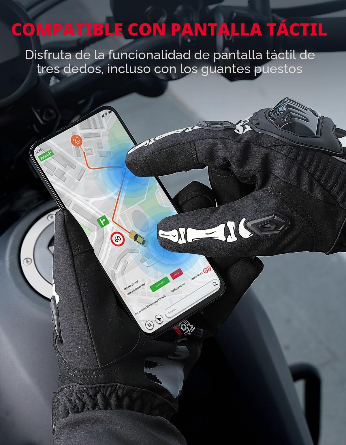 KEMIMOTO Guantes Moto Invierno Impermeables, Cálidos y Pantalla Táctil