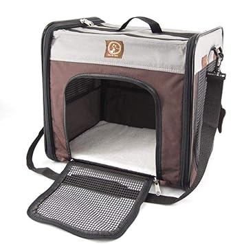 One for Pets Folding Pet Carrier, The Cube, Large, Grey/Brown