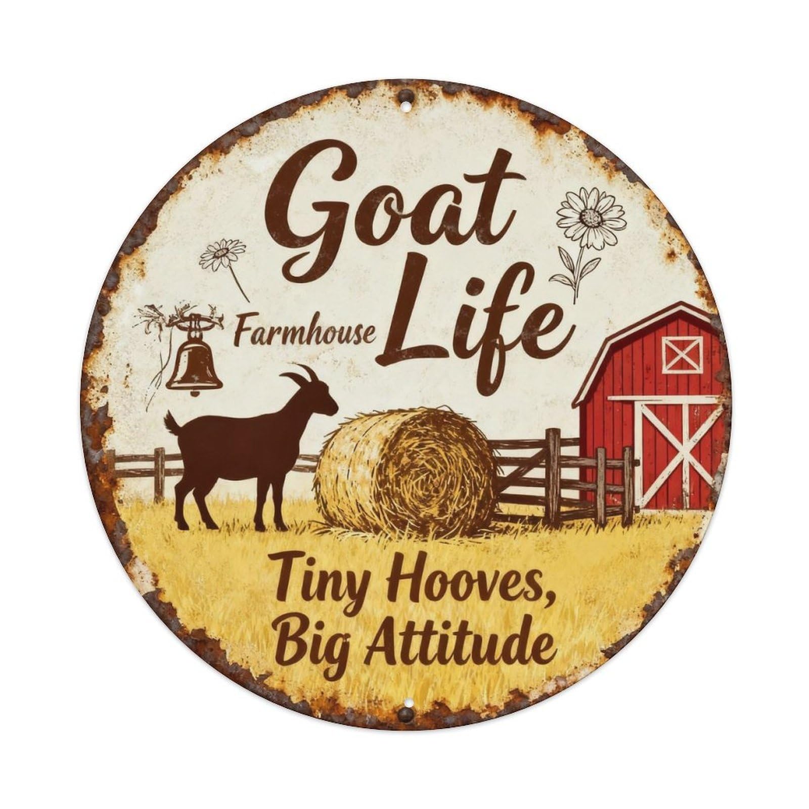 Goat Life Funny Farmhouse Decor Metal Tin Sign Plaque