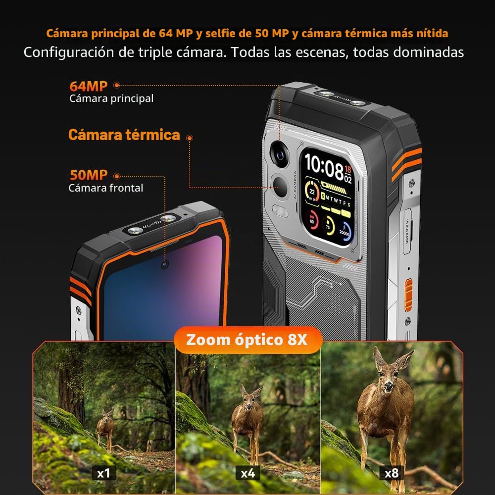 Blackview Xplore 1 Pro Teléfono Movil Resistente con Termográfica Cámara, 36GB+256GB/2TB, 6.78"FHD+ Movil Irrompible, 64MP+50MP, 20000mAh Smartphone Todoterreno IP68/5G/NFC/OTG/GPS/Infrarrojo,Naranja