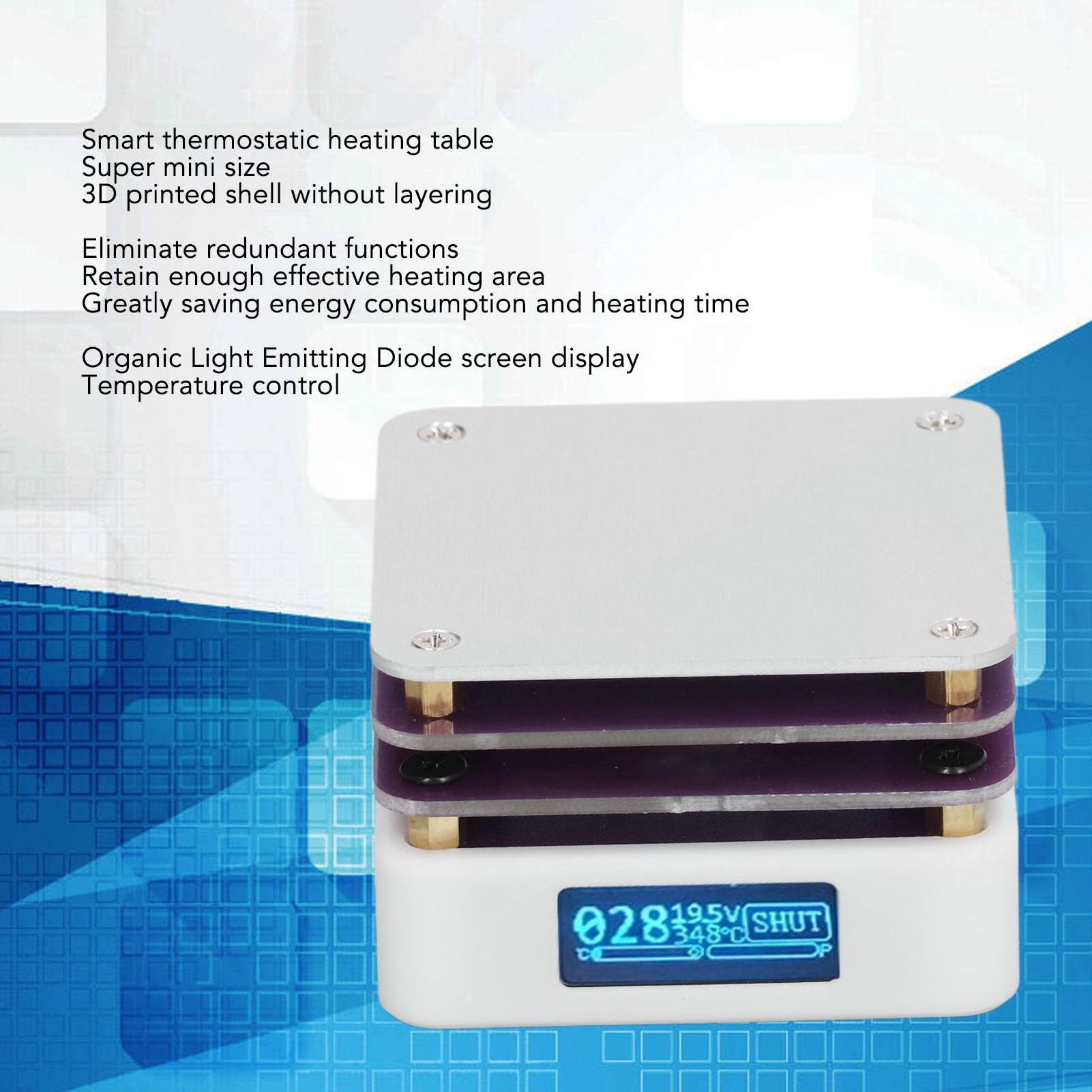 Mini Soldering Hot Plate, 65W 20V Smart Thermostatic Heating Table with Temperature Control, Screen Display - Image 2