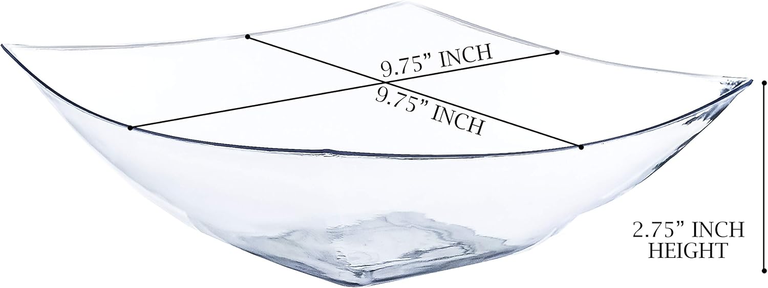 PLASTICPRO Disposable 64 ounce Square Serving Bowls, Party Snack or Salad Bowl, Large Plastic Crystal Clear Pack of 4 - Image 2