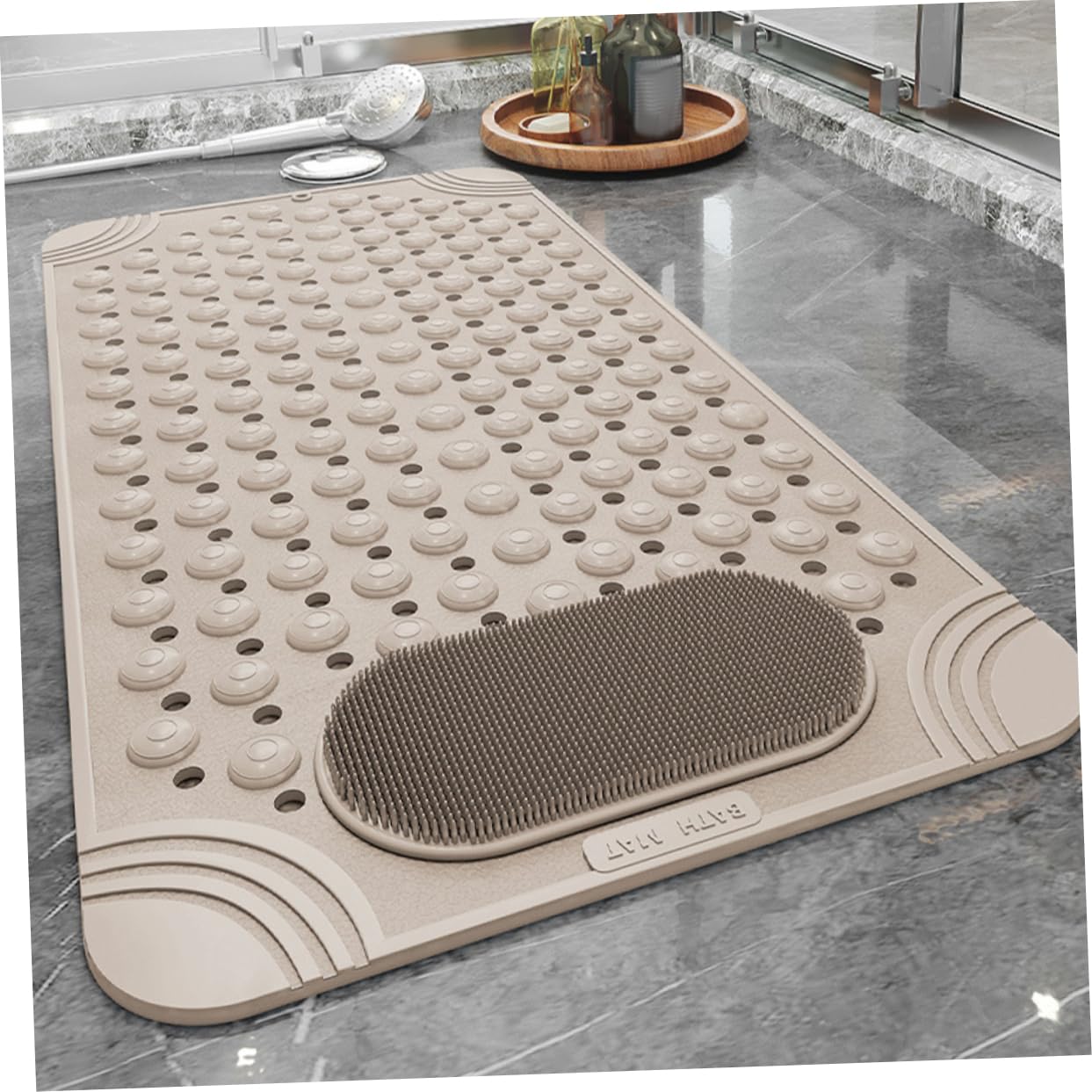 Alfombrilla Antideslizante Exfoliador de Pies y Espalda con Ventosas de PVC Resistente y Fácil de Montar en Pared para Ducha para Baño Seguro