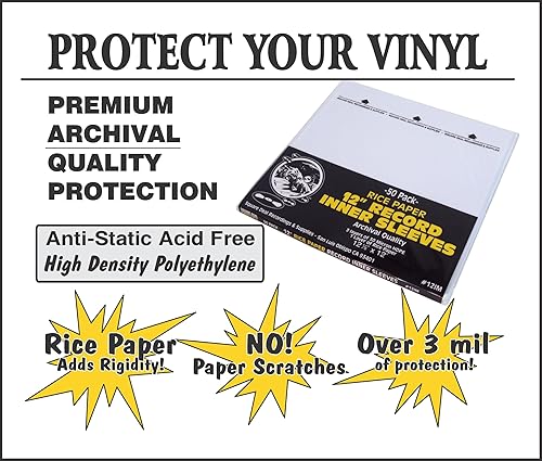 Miniatura 7 de (100) Fundas interiores de registro de 12 pulgadas, 3 capas de calidad de archivo, polietileno de alta densidad antiestático con inserto de papel