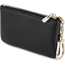 Veki Coin Purse Change Mini Purse Wallet With Key Chain Ring Zipper for Men Women Fashionable Bag Key Chain Pendant Leather Classic Clutch Purse Solid color-Black