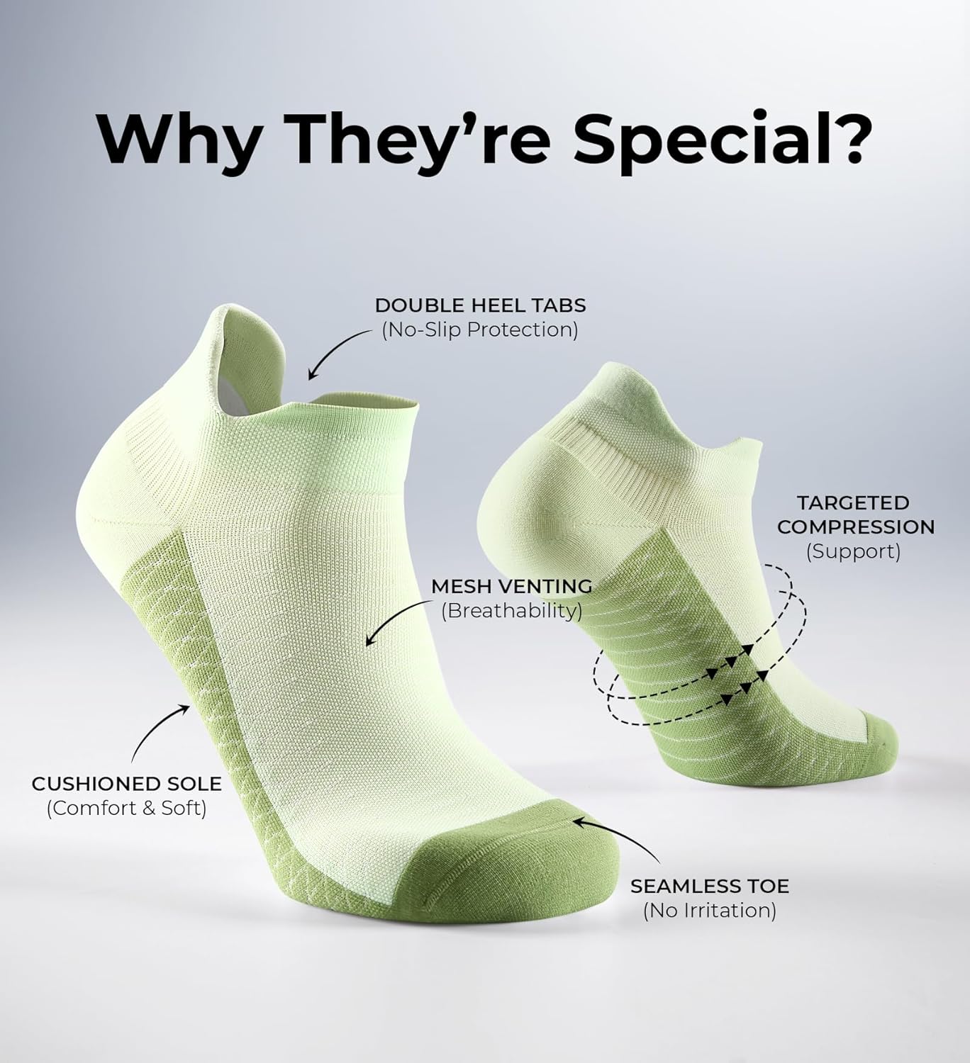 FITRELL Ankle Compression Socks for Women & Men - 5/6 Pairs Cushioned Arch Support Running Socks, Plantar Fasciitis Relief - Image 3