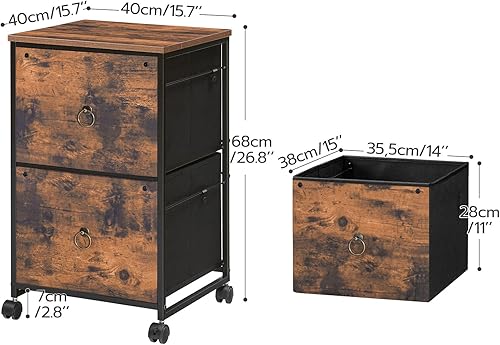 Miniatura 3 de HOOBRO Archivador móvil de 2 cajones, soporte de impresora rodante, archivador vertical de oficina para oficina en casa, tamaño A4carta, cajón no