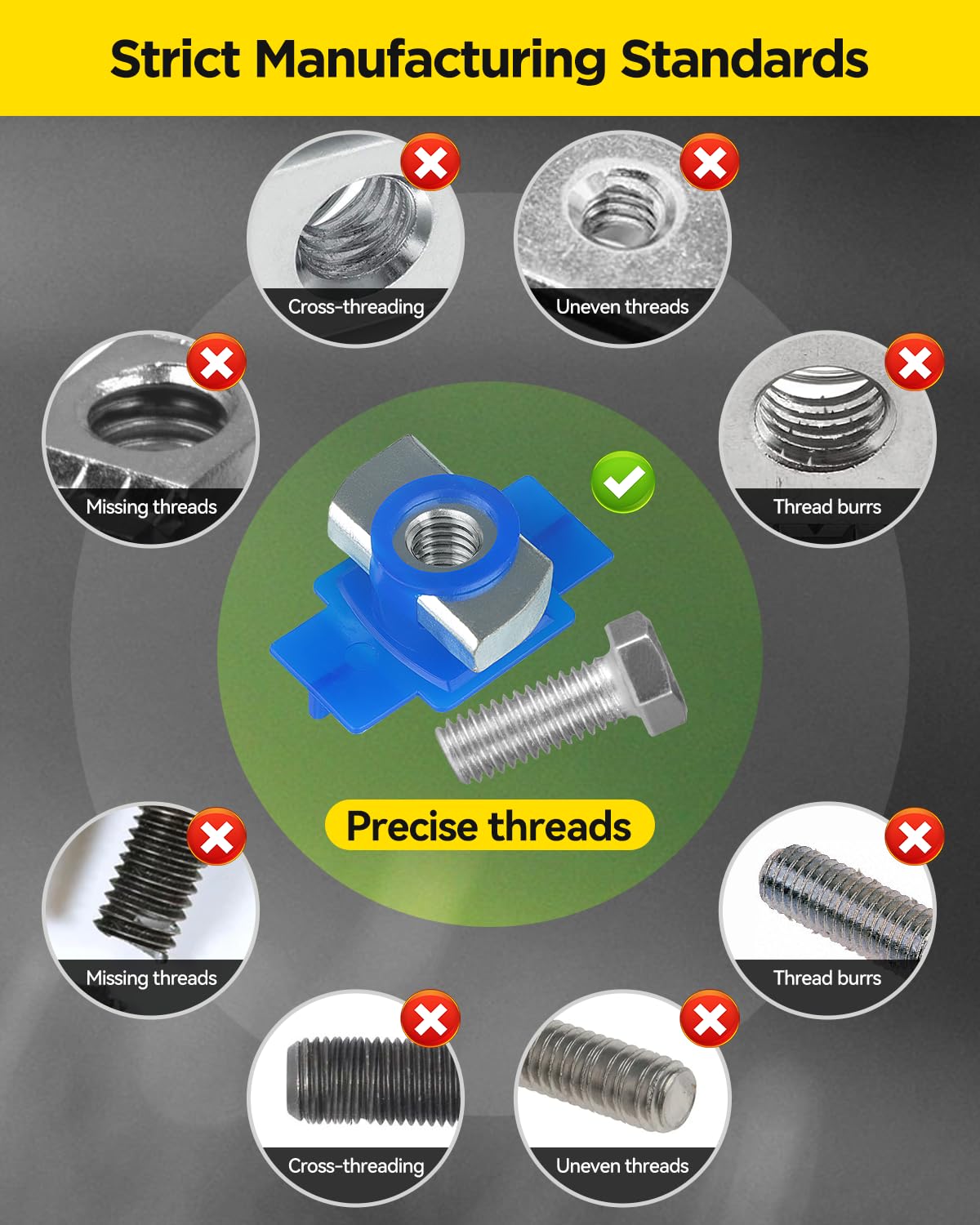 1 cm-16 Nylon Channel Squeeze Nut e bullone (16 pezzi)