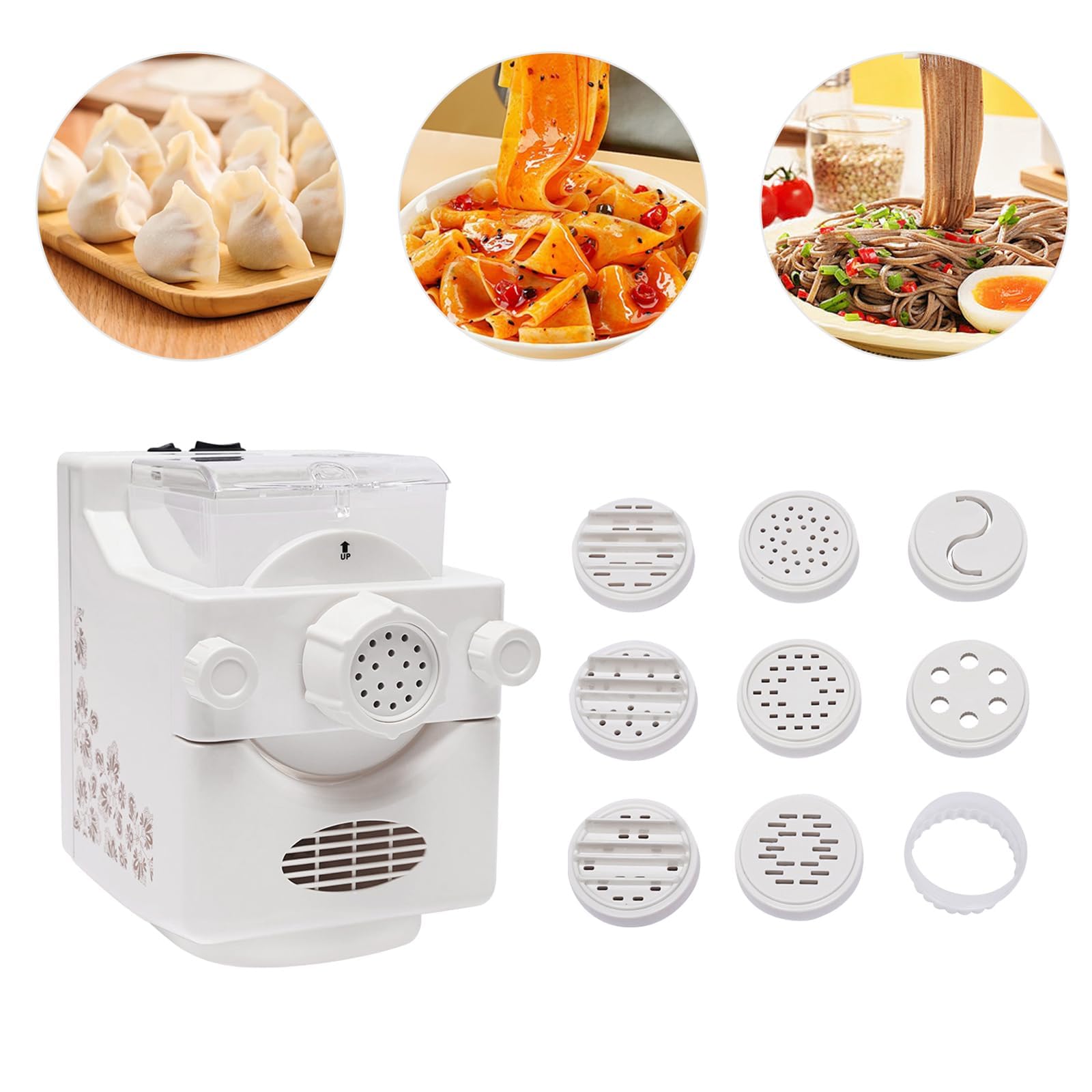 Elektryczna maszynka do makaronu, 180 W, 220 V, automatyczna maszynka do makaronu, do gospodarstwa domowego, z 9 tarczami, elektryczna maszyna do spaghetti, do różnych rodzajów makaronu