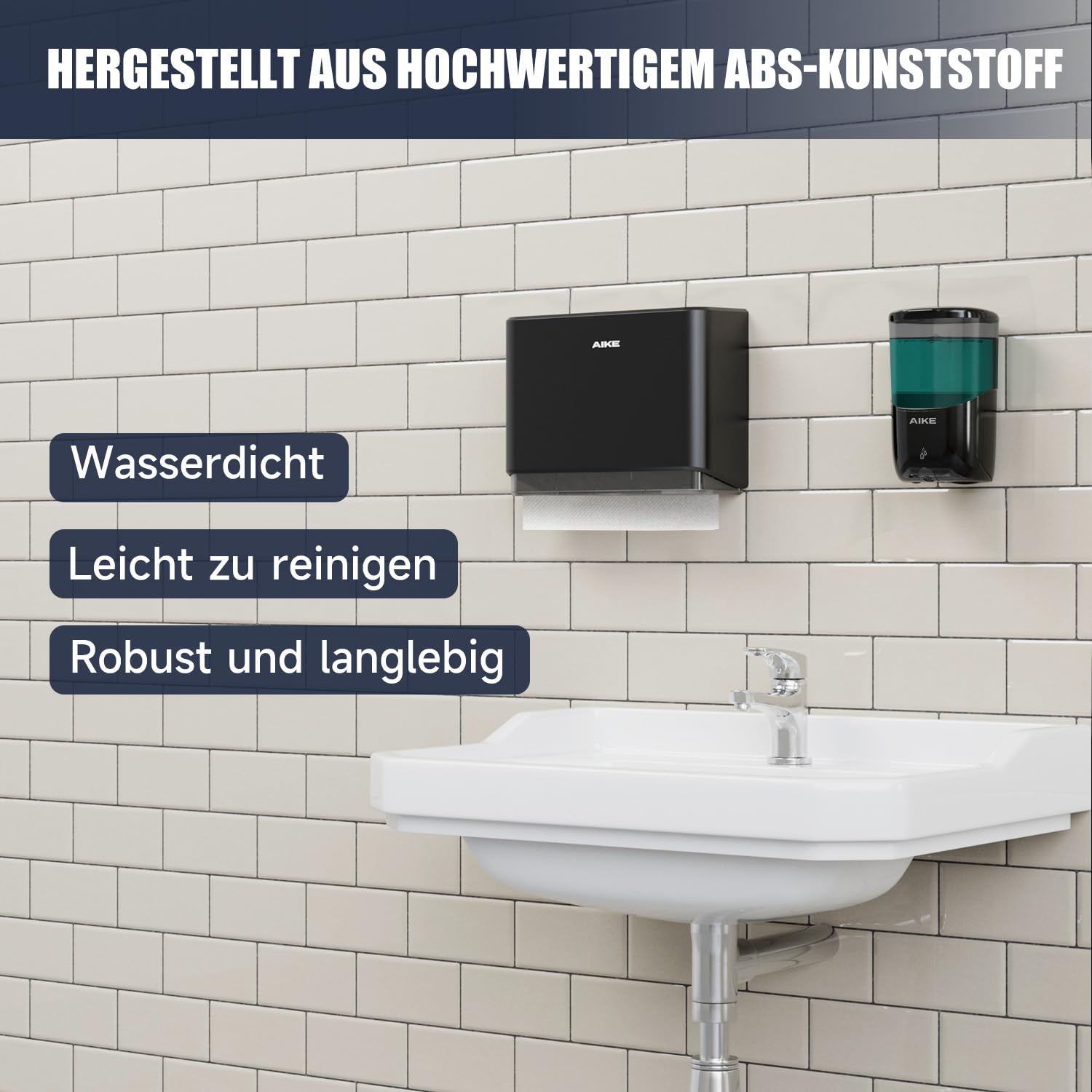 AIKE Papierhandtuchspender Wandmontiert ohne Bohren, kompatibel Z/N-Falz Für Papierfaltengröße 25,3 x 8 (cm) oder Kleiner, Handtuchspender Fasst 200 Blatt Papier