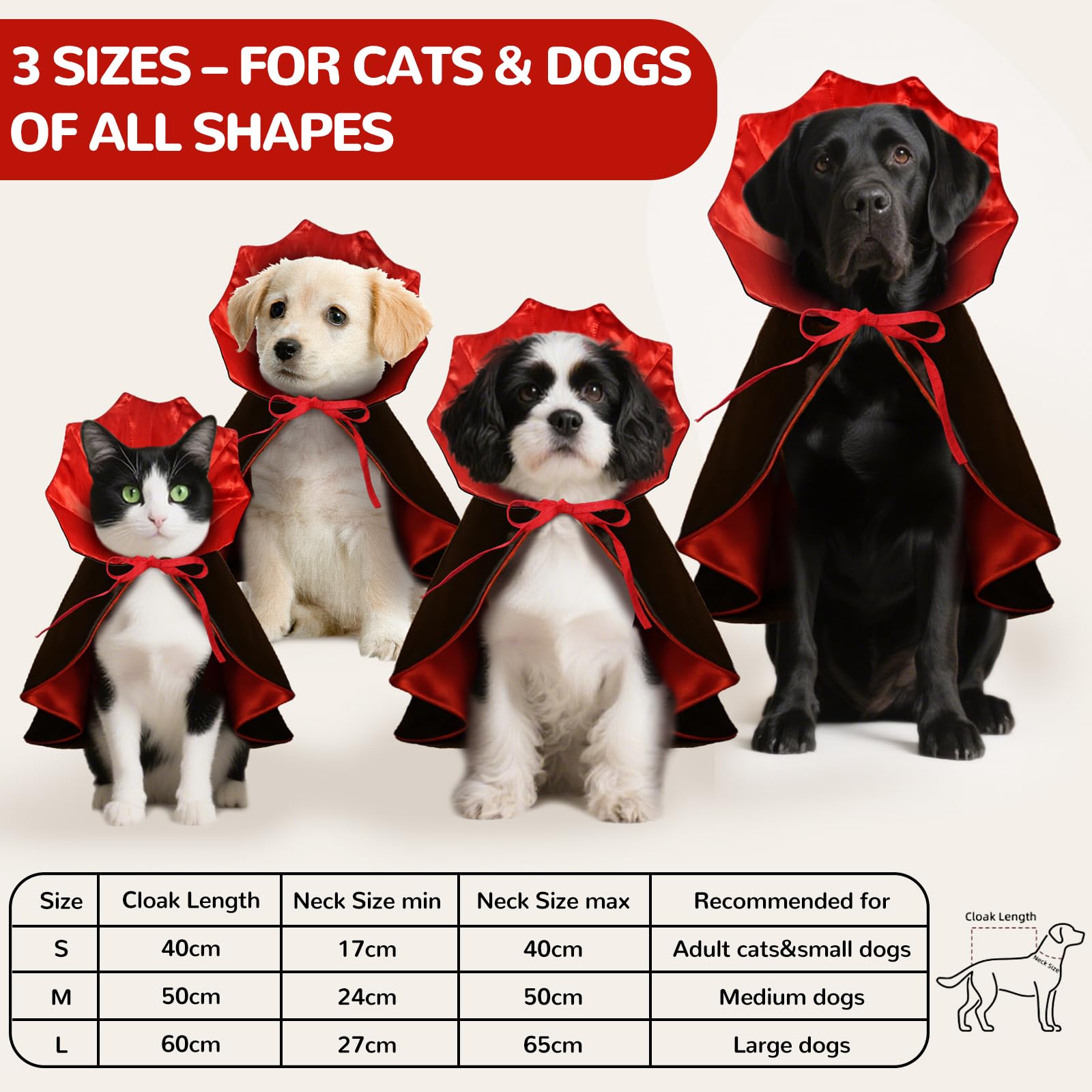 HSSPYY Halloween Pet Vampire Cape Adjustable Red & Black Fancy Dress for Cats & Small Dogs (Yorkshire Terrier - Image 2
