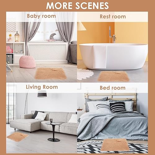 Miniatura 5 de Mini alfombra cuadrada de piel sintética de 10 pulgadas, cojín pequeño y esponjoso para sala de estar, sofá, dormitorio, suelo, funda cuadrada suave