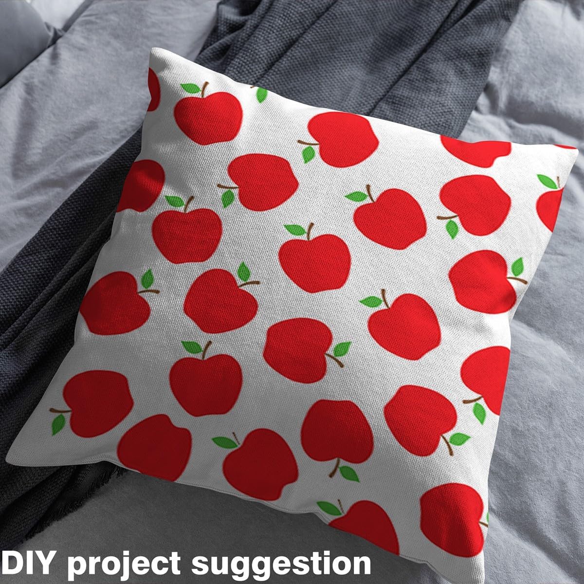 Red Apple Fabric by The Yard Farmhouse Style Garden Plants Fruits Craft Hobby Fabric for Kids Teens Adults Watercolor Sweet Tasty Fruit Decorative Fabric for Quilting Sewing DIY Gift,3 Yards