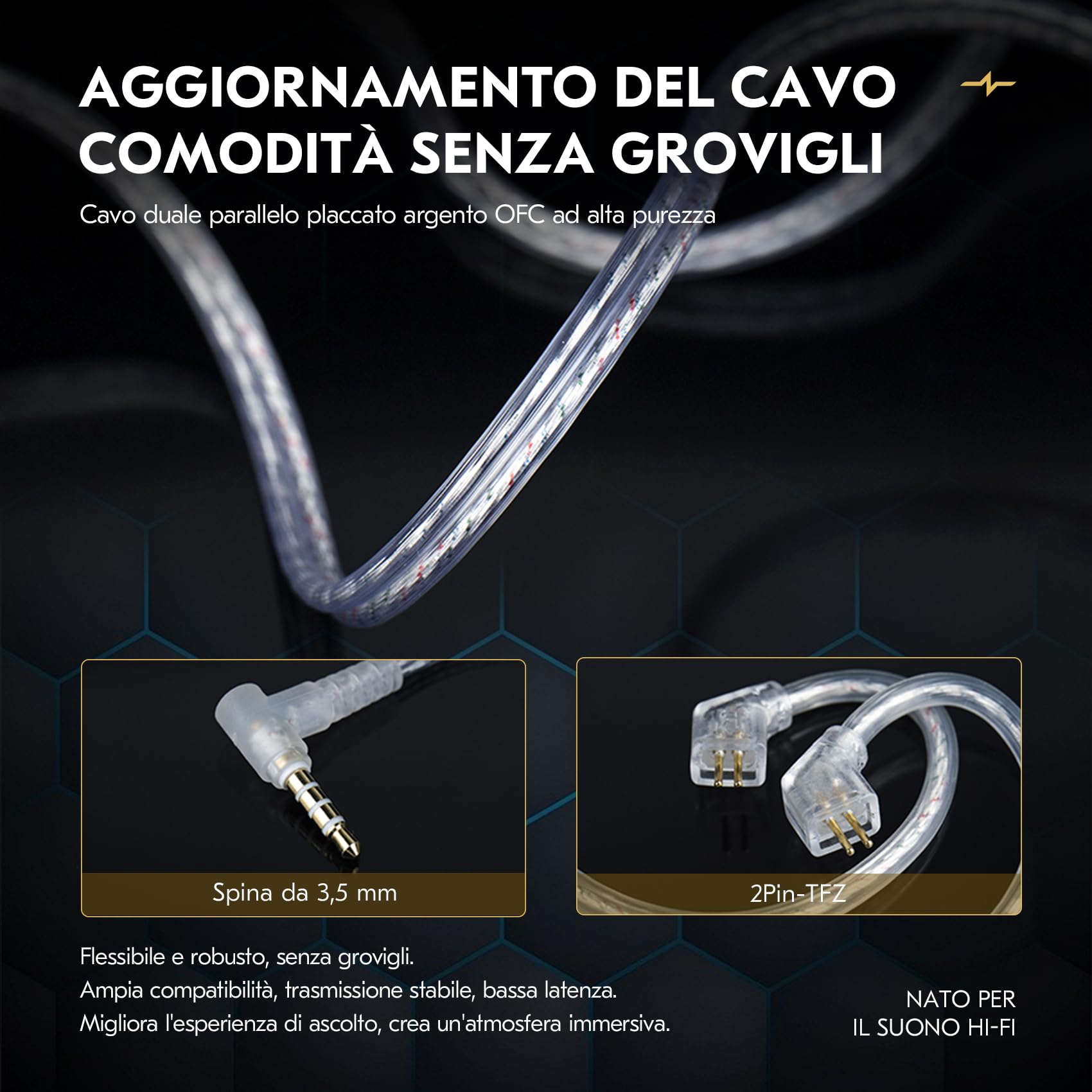 Yinyoo CCZ MC01 Soul In Ear Monitors PET Diaframma IEM Cablati con Microfono Isolamento Acustico