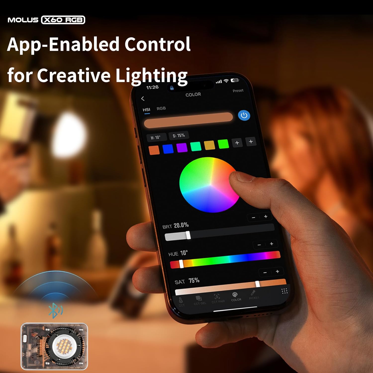 ZHIYUN Molus X60 [Official] 60W RGB Standard Video Light, Portable COB Photography Lighting on Camera, APP Control •CRI 95• TLCI 98• 15 Scenes for Video Recording/Portrait/TVC/Photo, USB-C