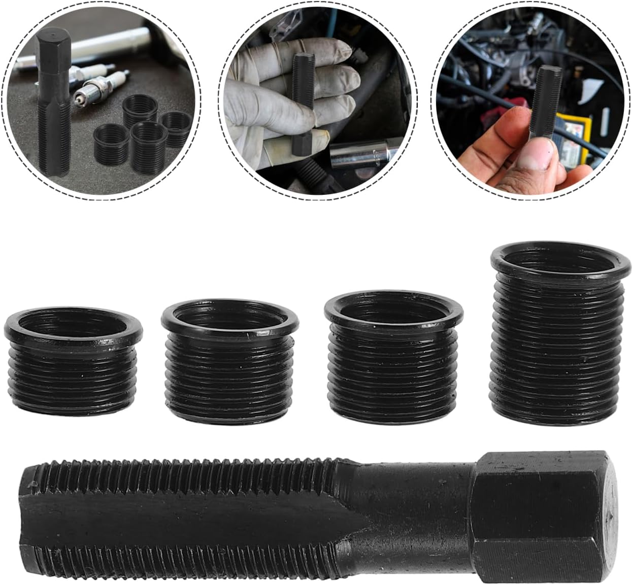 MAGICLULU Complete Spark Plug Repair Kit Helicoil Thread Repair Set Steel Spark Plug Tap Set for Car