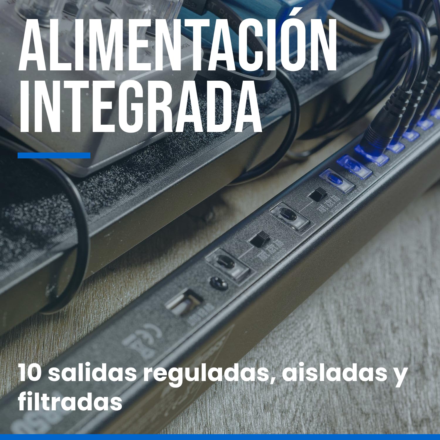 Woodbrass PB50-POWER - Pedalboard con funda de transporte acolchada, solución robusta y versátil para 10 pedales de efectos de guitarra y bajo: perfecto para el hogar, repetición y escena