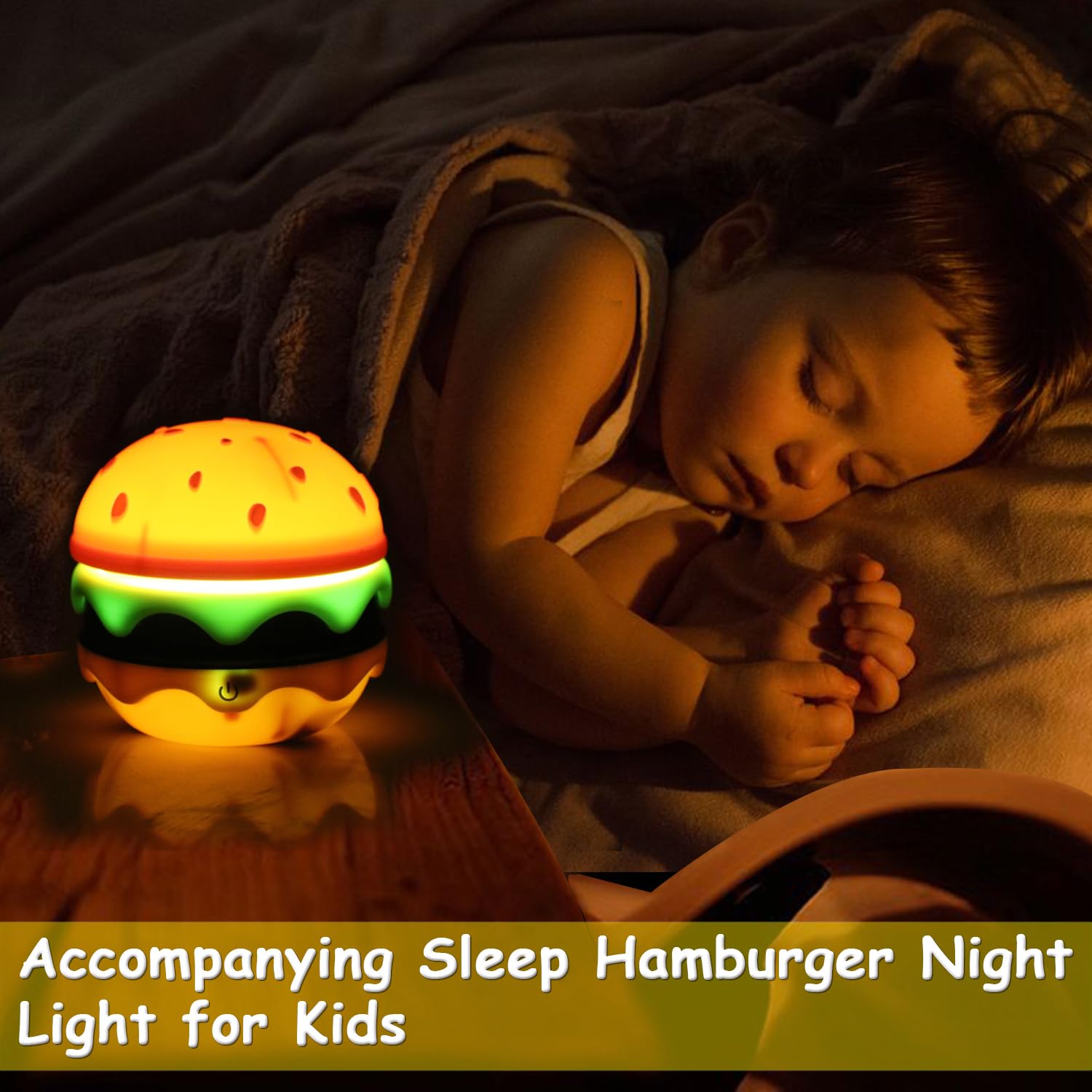 Bonita lámpara de escritorio para niños, lámparas de escritorio pequeñas de hamburguesa recargable con cuello ajustable, interruptor táctil regulable, luces nocturnas para guardería, accesorios de