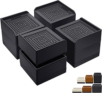 Bed Risers 3 inch Heavy Duty,Furniture Risers for Desk Table Sofa Couch Lifts to 1.5 or 3 inch, Square Adjustable Risers Blocks, Support Up to 1,300 Lbs（4 Pack-Black）
