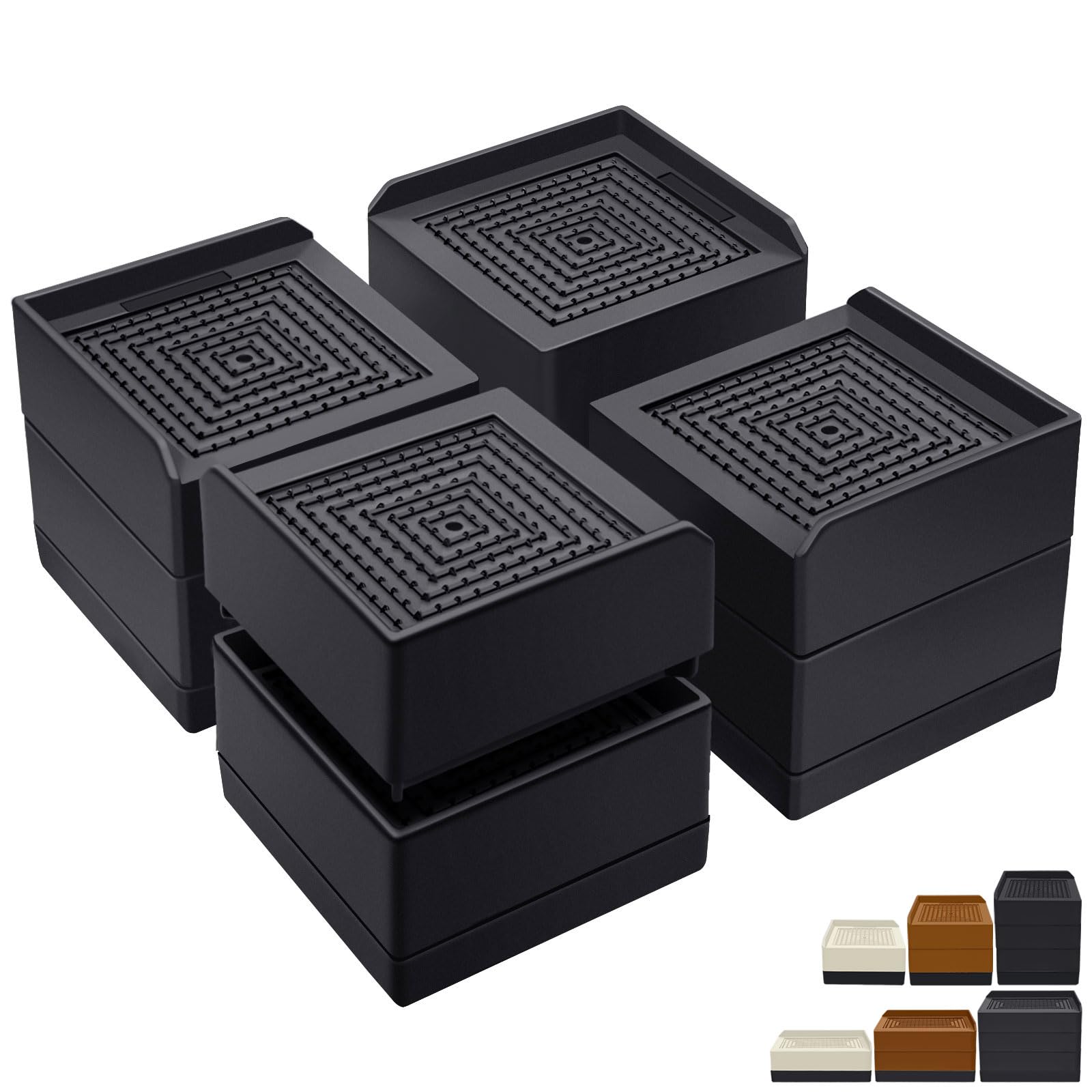 Bed Risers 3 inch Heavy Duty,Furniture Risers for Desk Table Sofa Couch Lifts to 1.5 or 3 inch, Square Adjustable Risers Blocks, Support Up to 1,300 Lbs（4 Pack-Black）