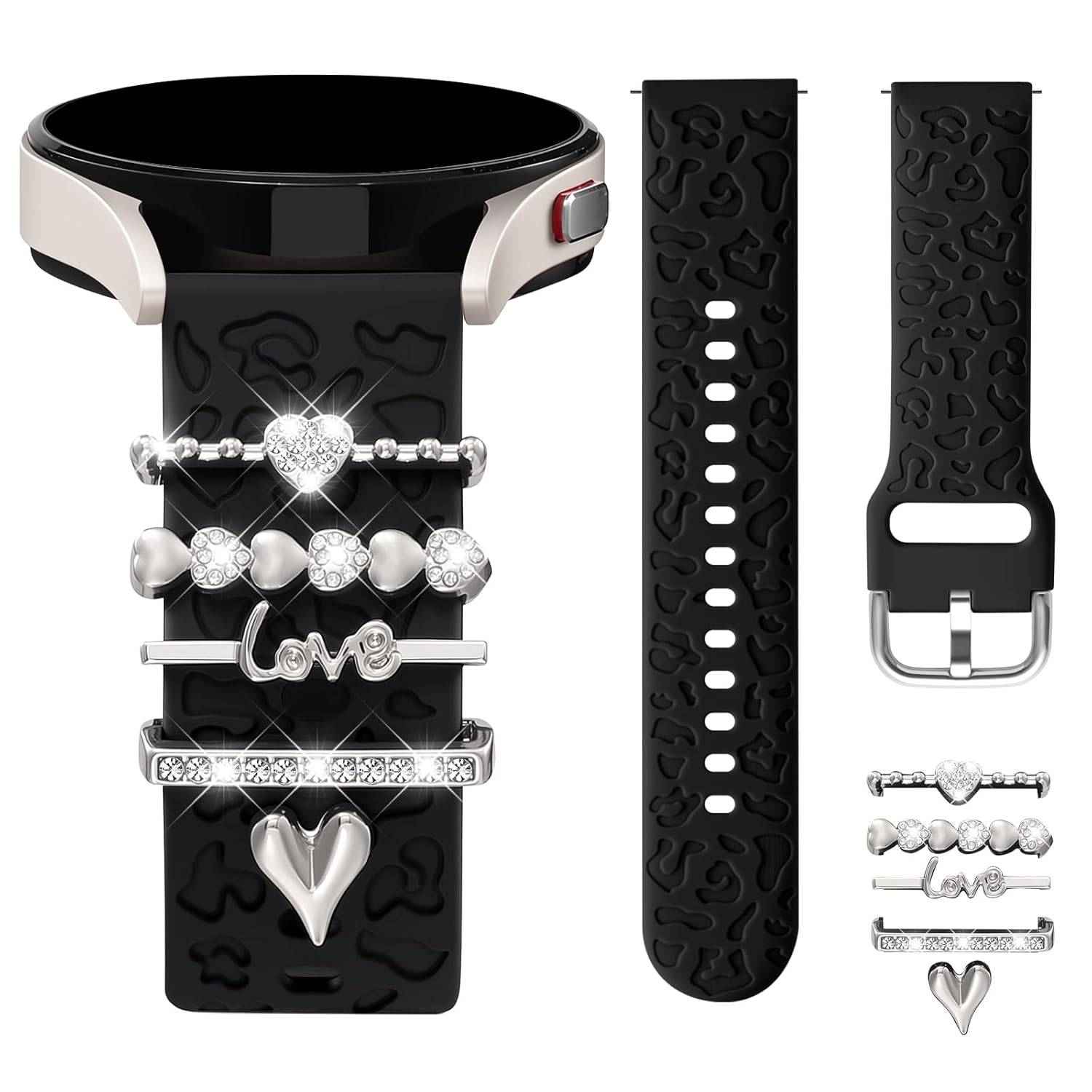 DGege 5PCS Charm Leopard Engraved Band Compatible with Samsung Galaxy Watch 7 6 5 4 For Galaxy FE