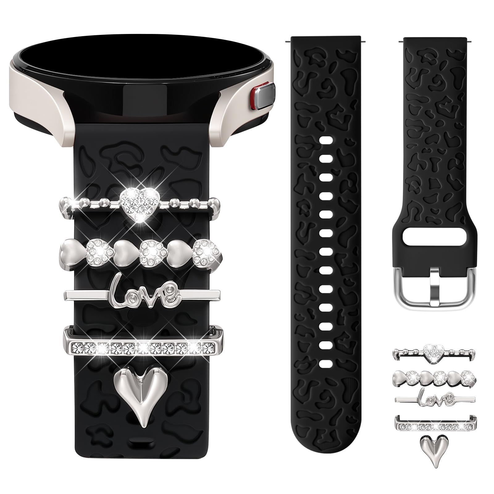 DGege 5PCS Charm Leopard Engraved Band Compatible with Samsung Galaxy Watch 7 6 5 4 For Galaxy FE