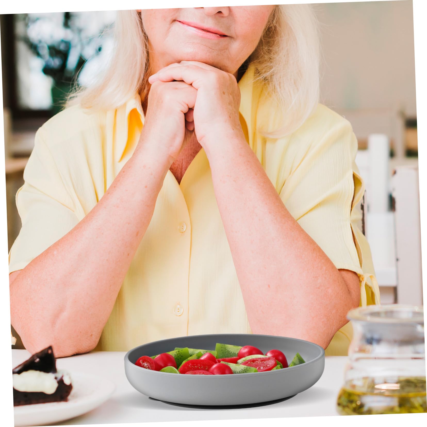 Assiette Anti-débordement pour Personnes Âgées 2 Pièces en Silicone | Base à Ventouse, Usage Hospitalier et Maison de Retraite, Conception Anti-renversement pour Adultes
