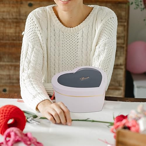 Miniatura 4 de Cabilock 2 cajas de flores para el día de San Valentín, con forma de corazón, con ventana, para exhibir un regalo elegante para bodas, cumpleaños y