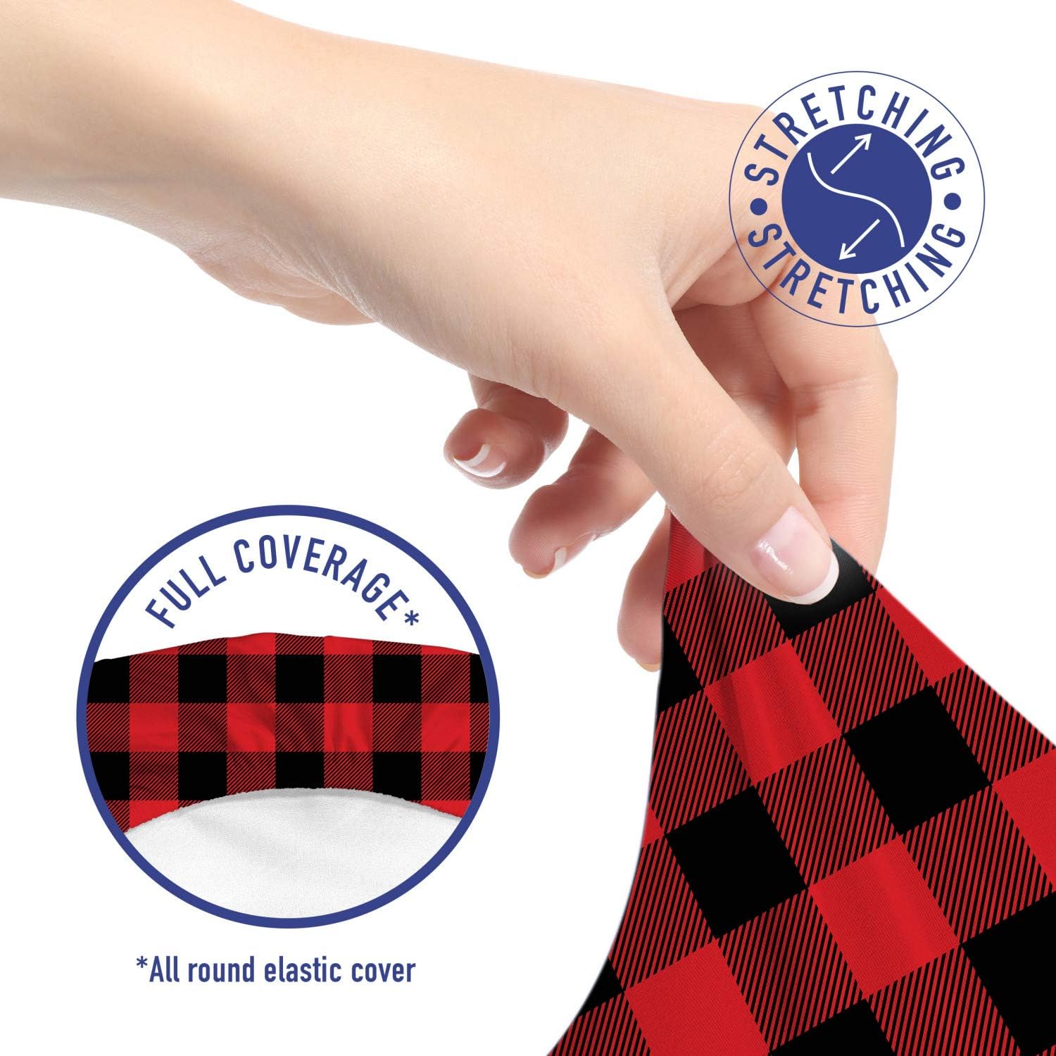 Ambesonne Plaid Office Chair Slipcover, Lumberjack Fashion Buffalo Checks Pattern Retro Style Grid Composition, Protective Stretch Decorative Fabric Cover, Standard Size, Orange Black