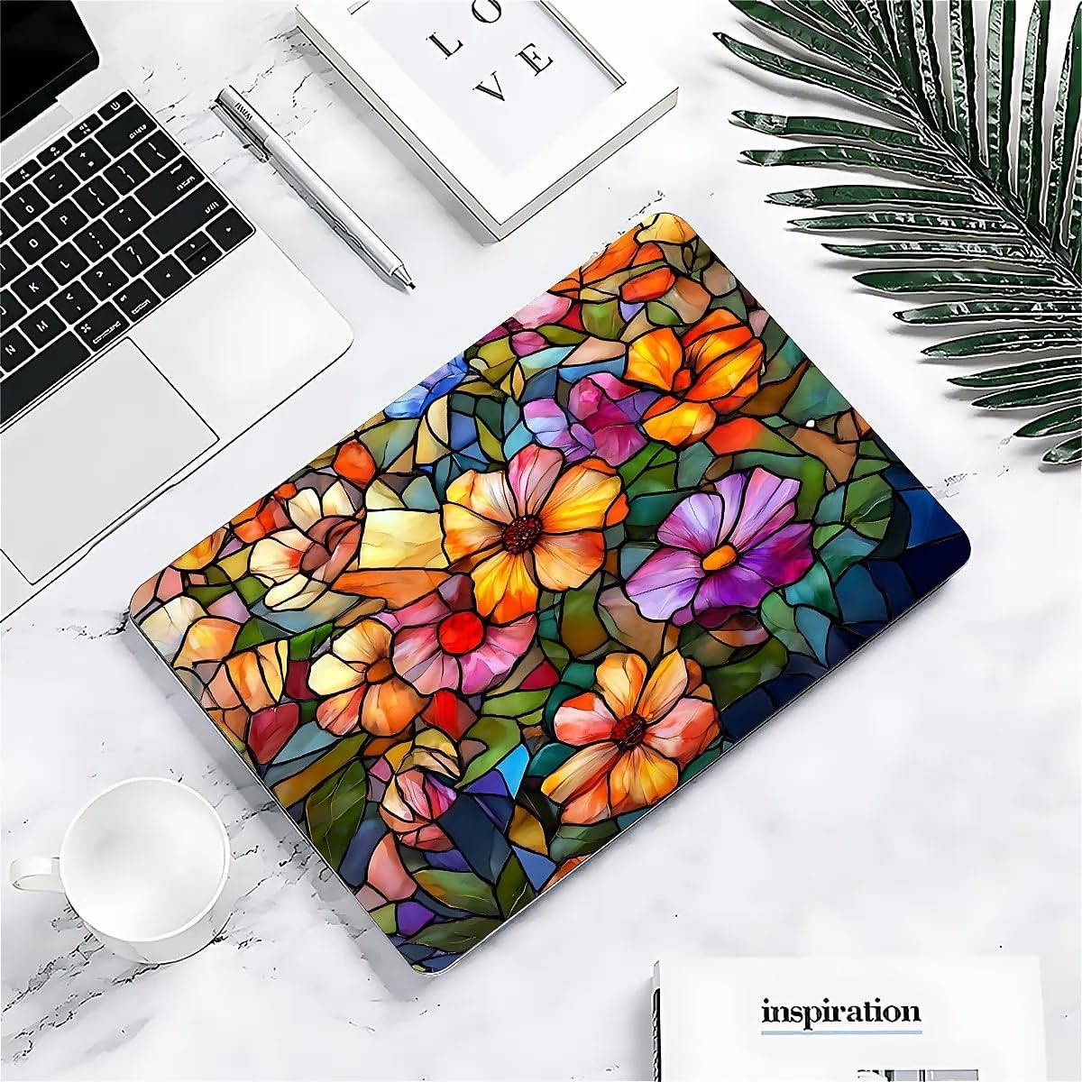 for MacBook Air 13 Inch Case,Black Case 2018/2020 Version A1932/A2179/A2337 Plastic Hard Shell Computer Case Colorful Flower 3D Mosaic Vintage Pattern