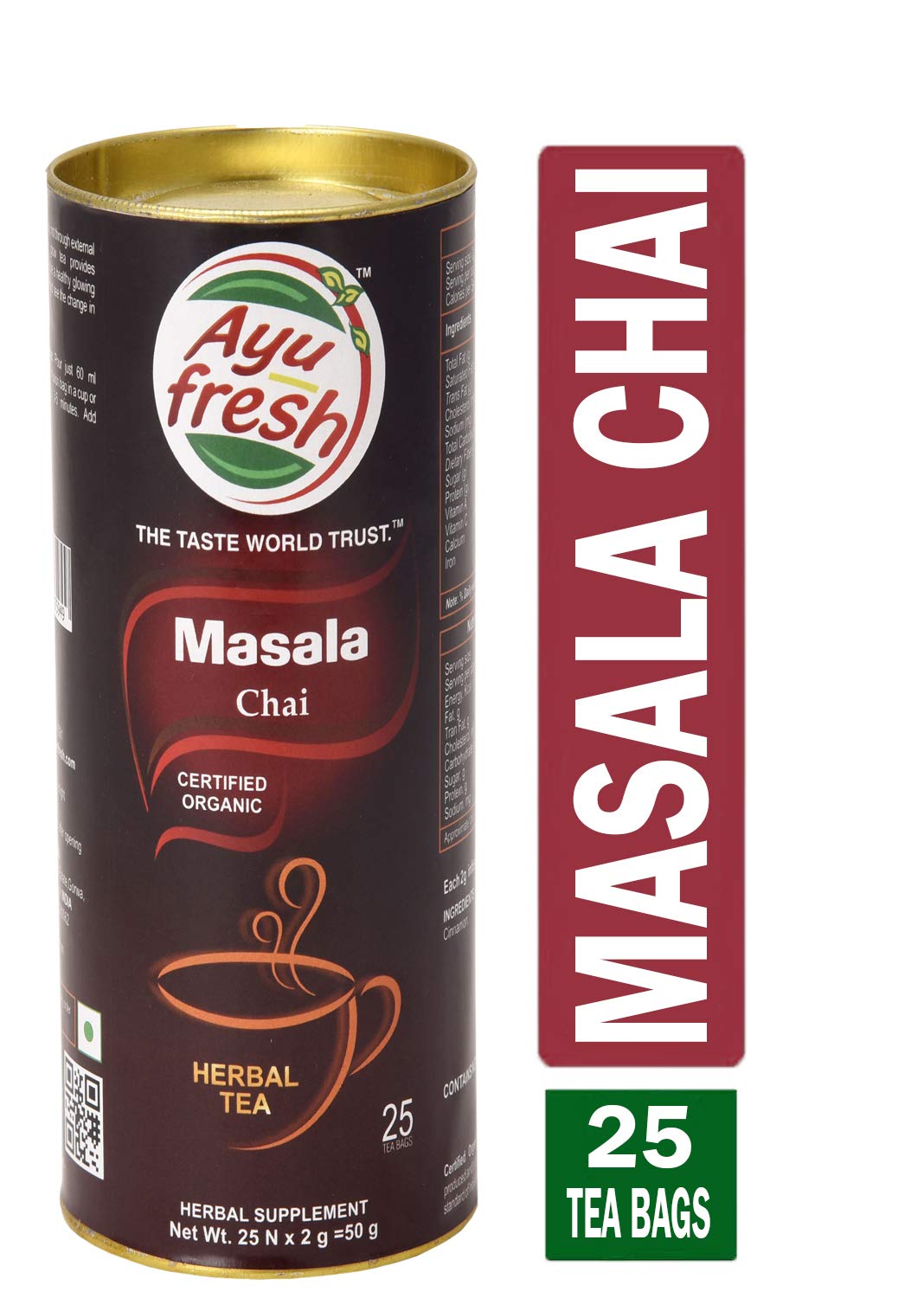 Ayufresh Masala Chai Ayurvedic Herbal Tea, 50 gm (25 Tea Bags