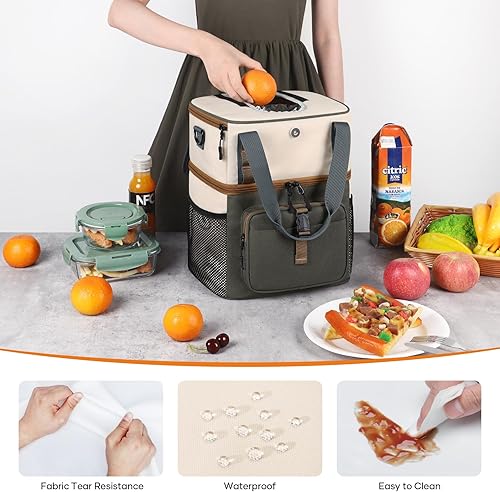 Miniatura 6 de Maelstrom Lunch Box for Women, 20L Insulated Lunch Bag Men, Leakproof Double Deck Cooler Bag, Soft Lunch Cooler with Quick Access Flip-Top Lid for