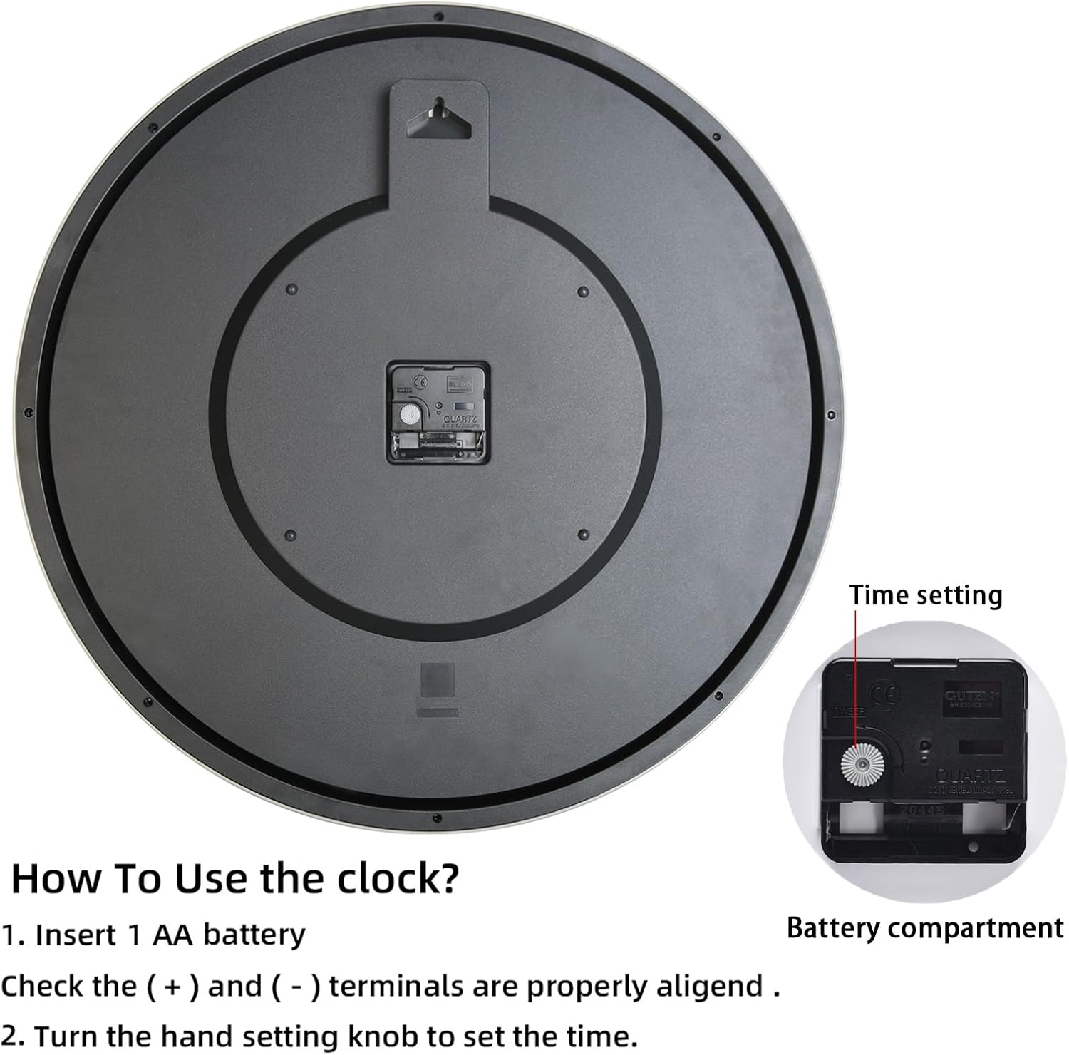 Caysie 20 Inch Large Silent Non Ticking Wall Clock, Modern Quality Quartz Battery Operated Round Clock, Decorative for Office, Home, Living Room, Bedroom, Kitchen, Bathroom, Classroom (Brown)