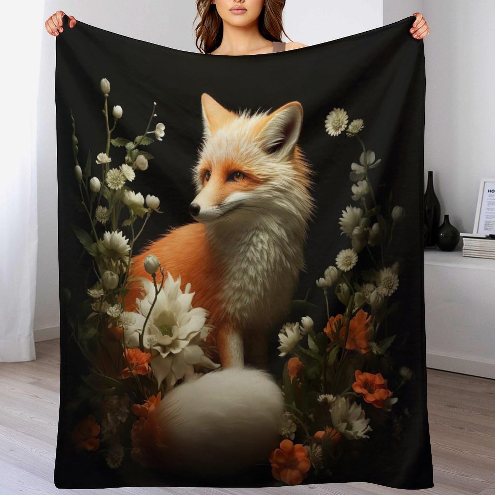 Couverture en flanelle renard grand plaid chaud lit et canapé toutes saisons