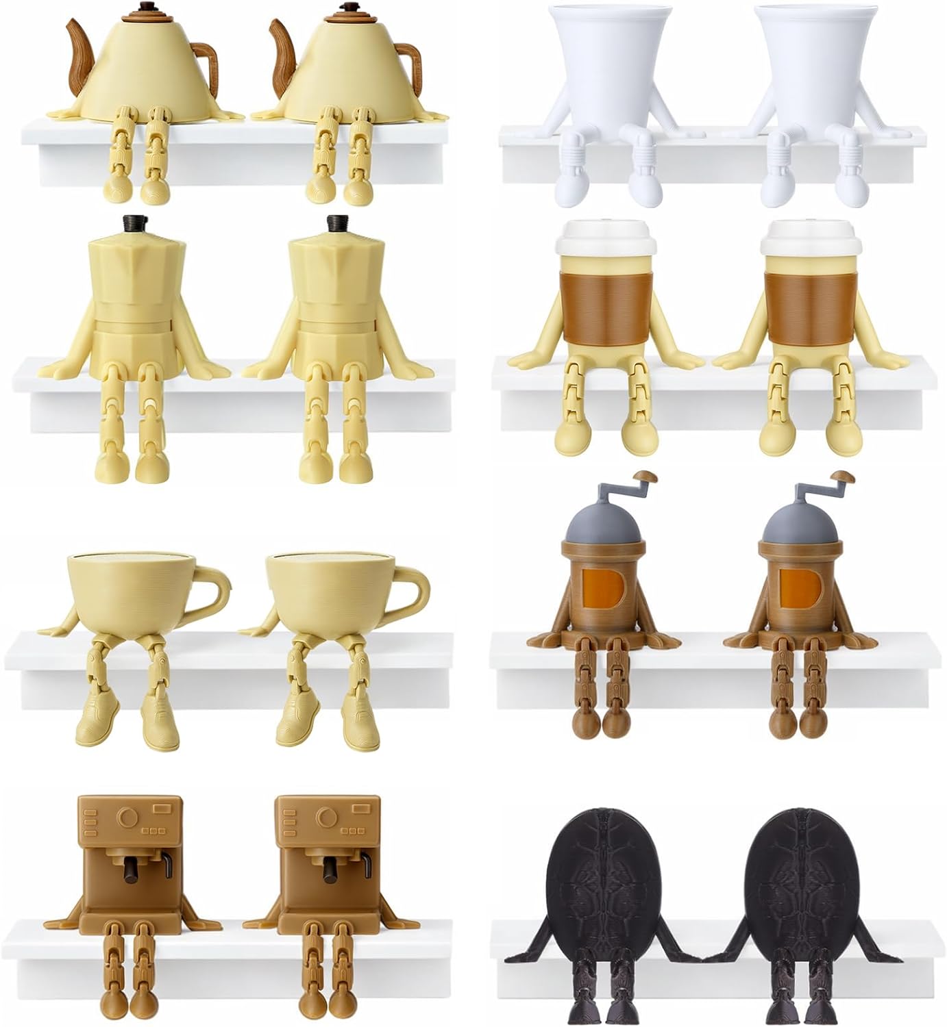 Thyle 16 Pcs Coffee Bar Decorations Funny Cafe Figurines Set Coffee Mugs Corner Decor Accessories Gifts for Cafe Bar Table Kitchen Office Lovers Barista Espresso Enthusiasts Desk Toy