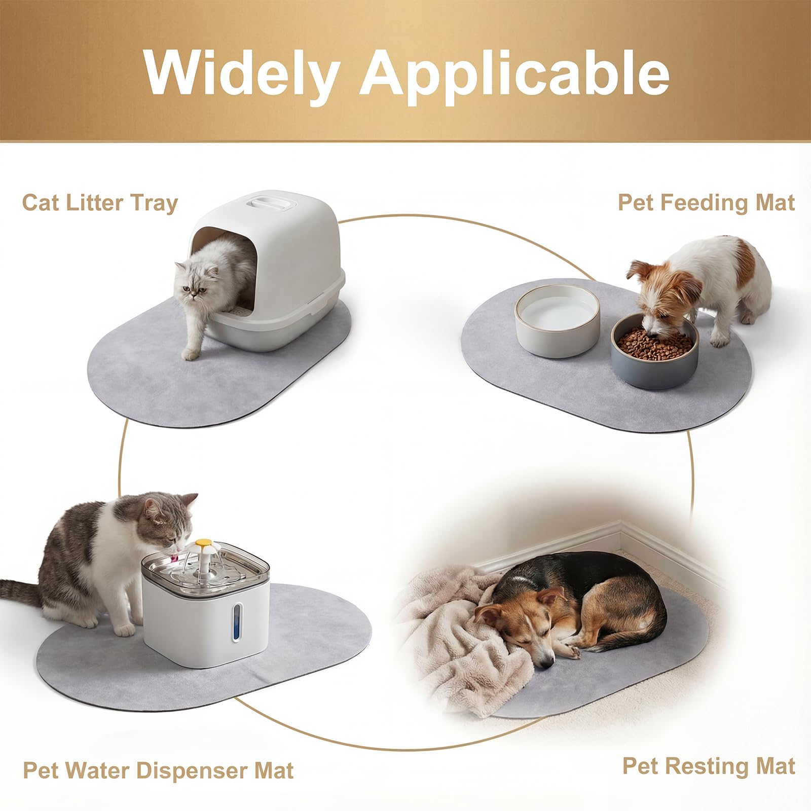 2 PCS tappetino ciotola cane in diatomite super assorbente asciugatura rapida, tappetino antiscivolo per cane e gatto protezione pavimento per acqua e cibo 50 x 30cm absorbent pet pad marrone/grigio