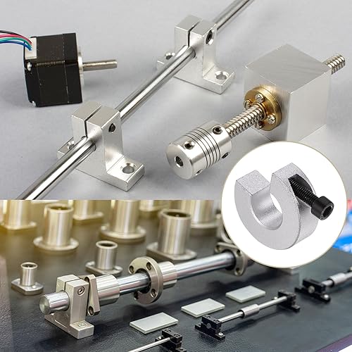 Miniatura 15 de HARFINGTON Juego de collar de eje para riel lineal SBR20, collar de eje de abrazadera con tornillo de ajuste de 0.787 in de diámetro, 1.181 in