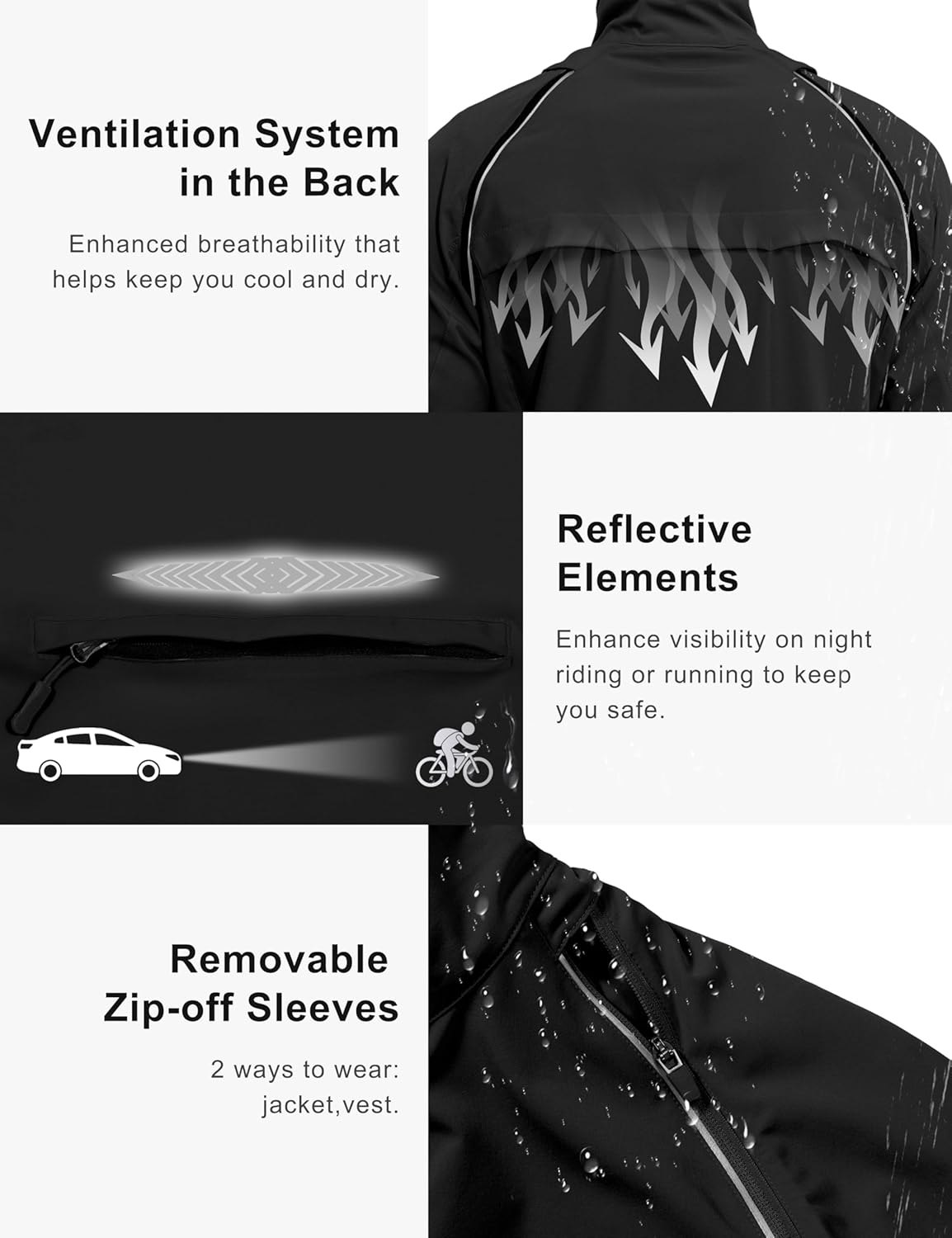 Little Donkey Andy Men's Quick-dry Running Jacket, Convertible UPF 50+ Cycling Jacket Windbreaker with Removable Sleeves - Image 5