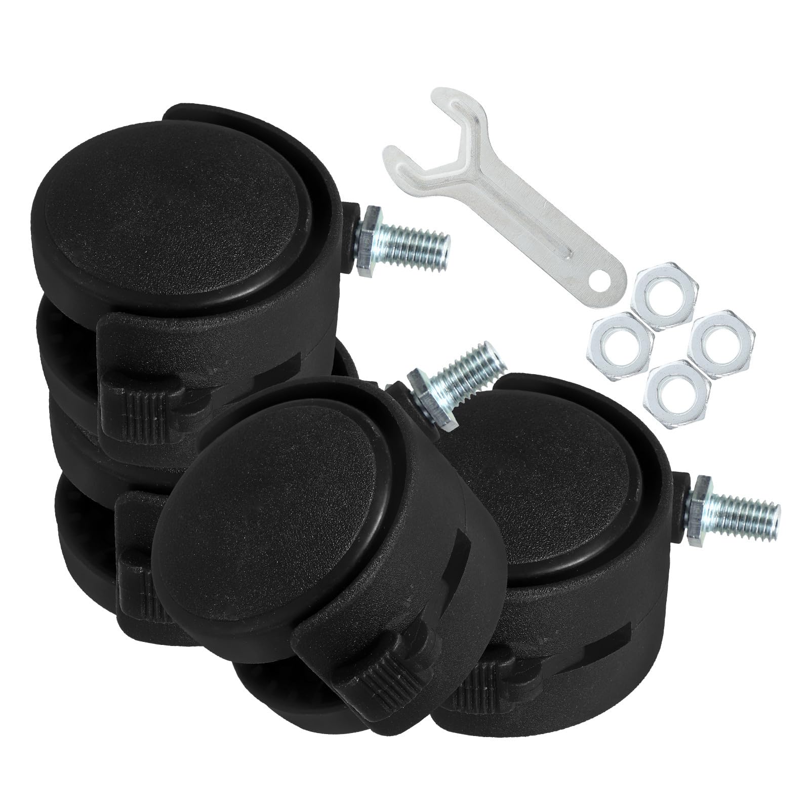 Healvian Swivel Caster Wheels with Brake 2 Inch Replacement Furniture Casters Set of 4 with Wrench for Crib Stroller Desk Chair