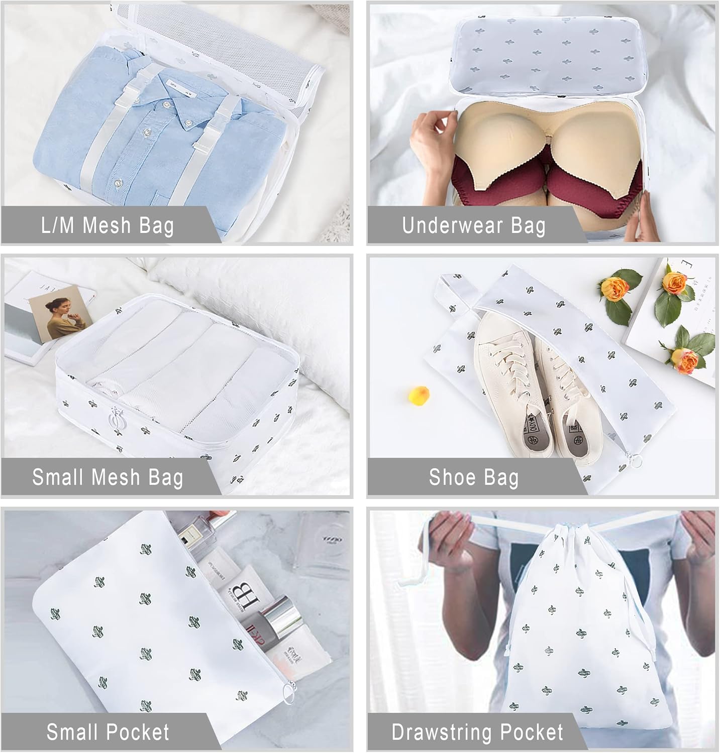 Packing Cubes, 8 Pcs Travel Packing Organizers for Suitcases, Large Capacity Travel Luggage Organizers Set includes 8 Storage Bags for Women or Men (Cactus) - Image 4