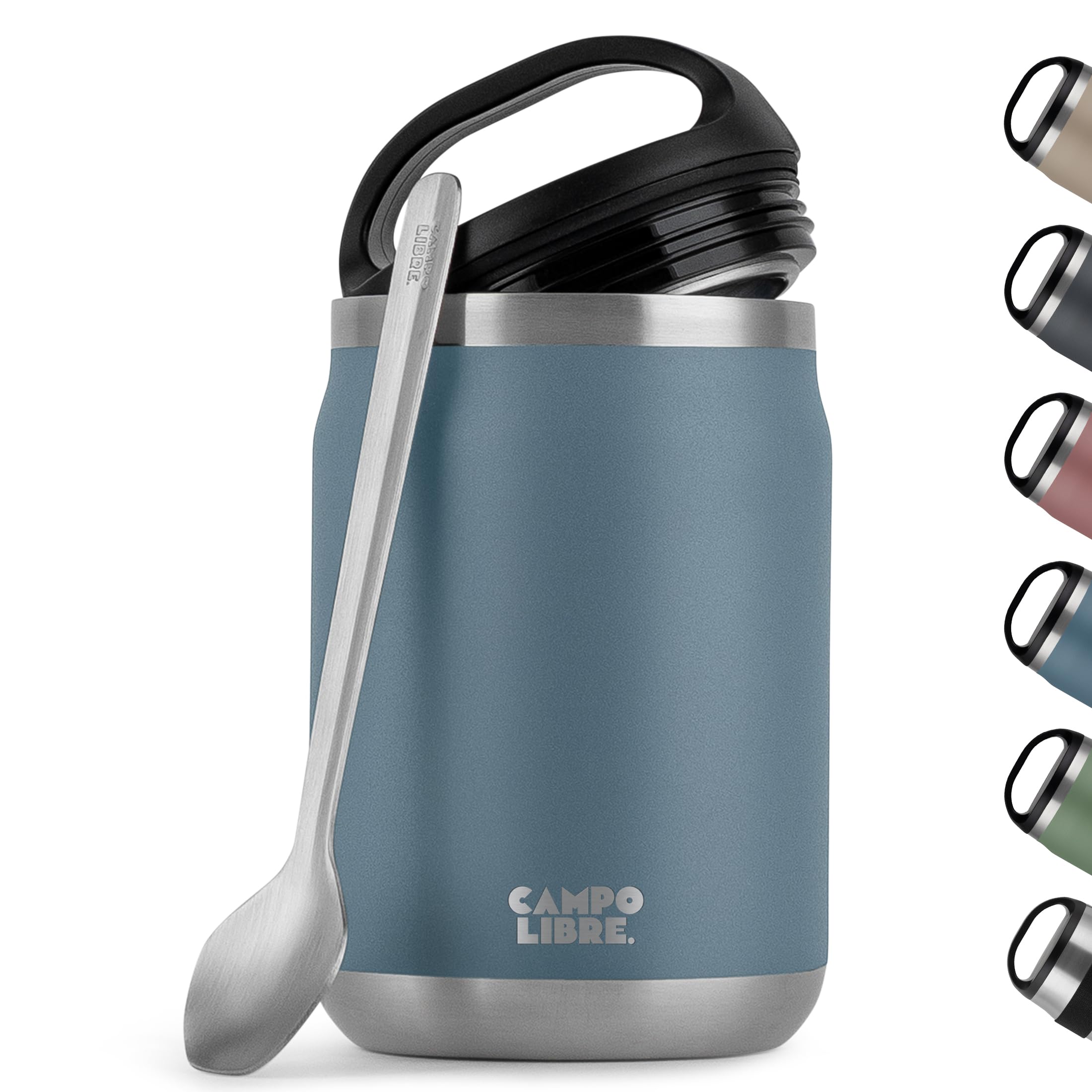 Campo Libre. Neptune Blue Campo Libre.® Food Flask 800Ml – Thermo Lunch Box With Spoon, Bpa-Free Hot & Cold Food Container For Soup, Porridge, Baby Food, Camping Or School – Leakproof & Ideal For On-The-Go, Blue