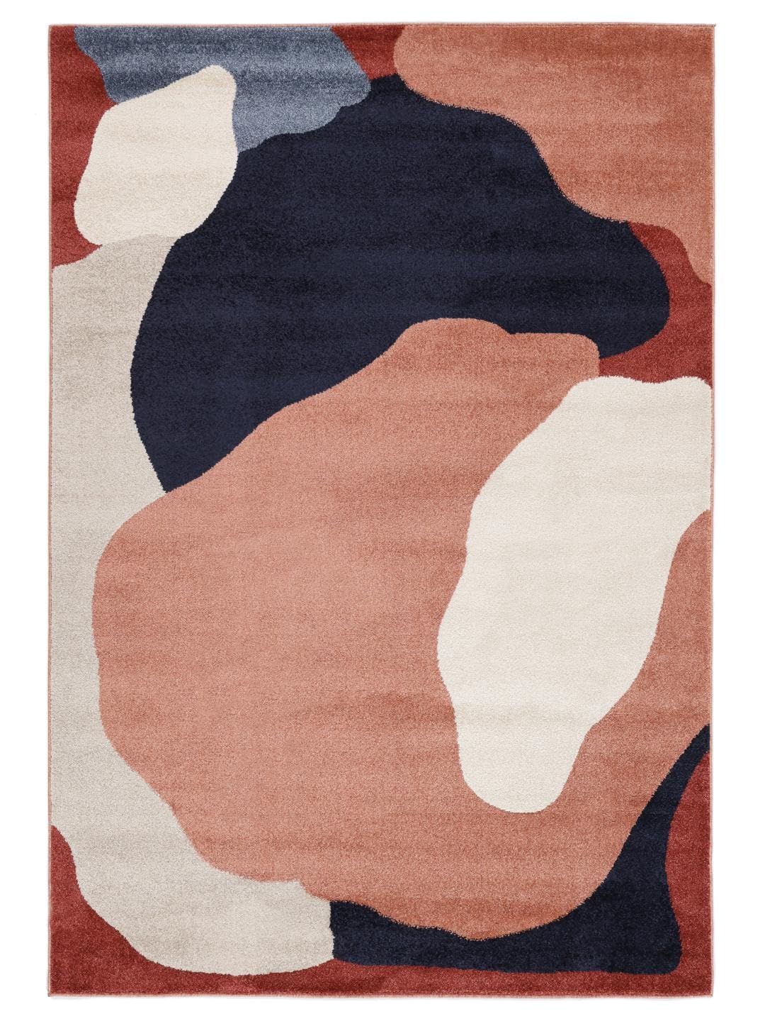 RugVista Big Sur, Alfombra, Modernas, 140 x 200 cm, Rectangular, Pelo Medio, Limpieza en seco, Oeko_Tex_100, Terracotta/Navy
