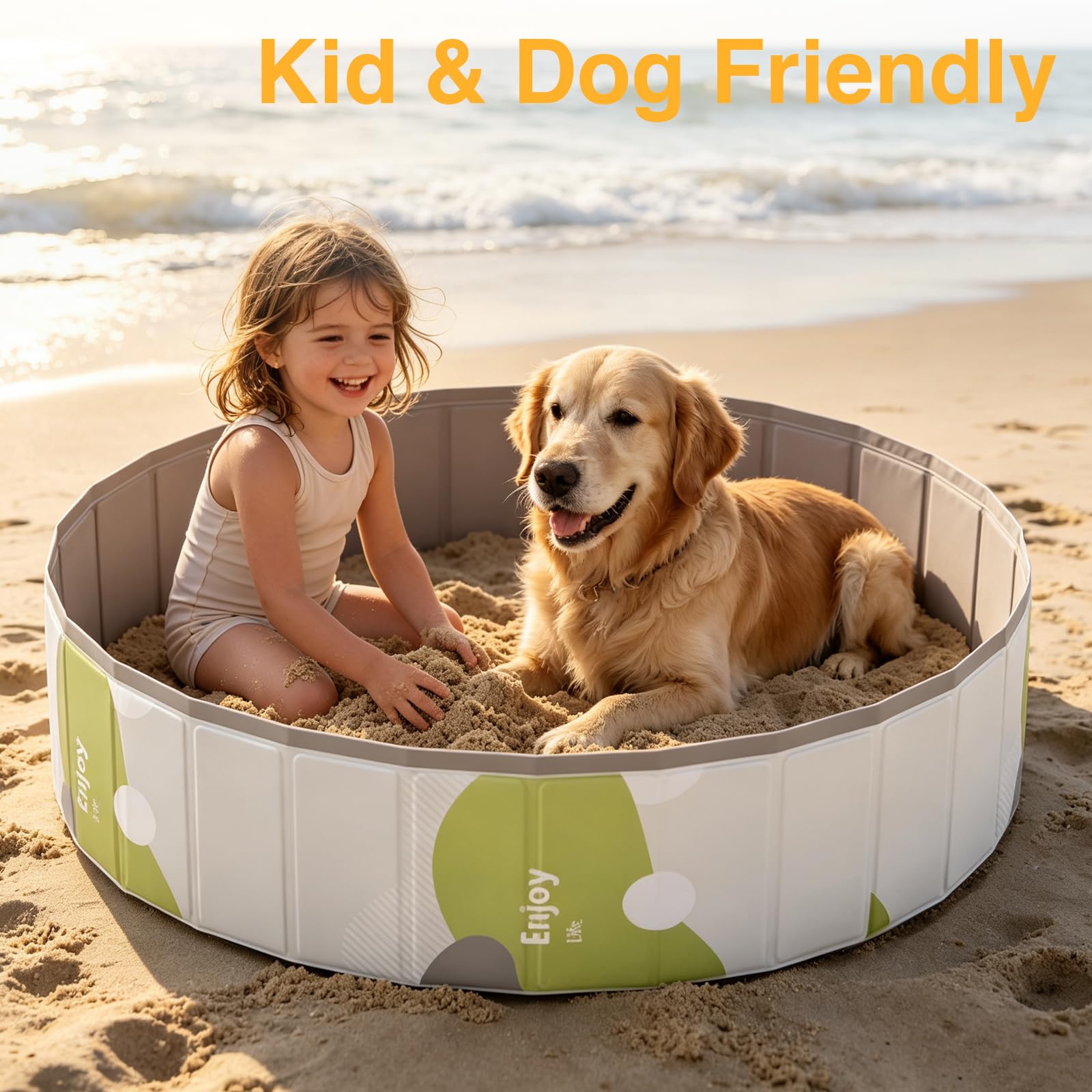 Piscina para Perros - Piscina Plegable Mascotas (XL) 120 x 30 cm | Piscina Perros Grandes y Pequeños con Base Antideslizante, Bañera Plegable para Jardín, Balcón y Salón sin Inflado