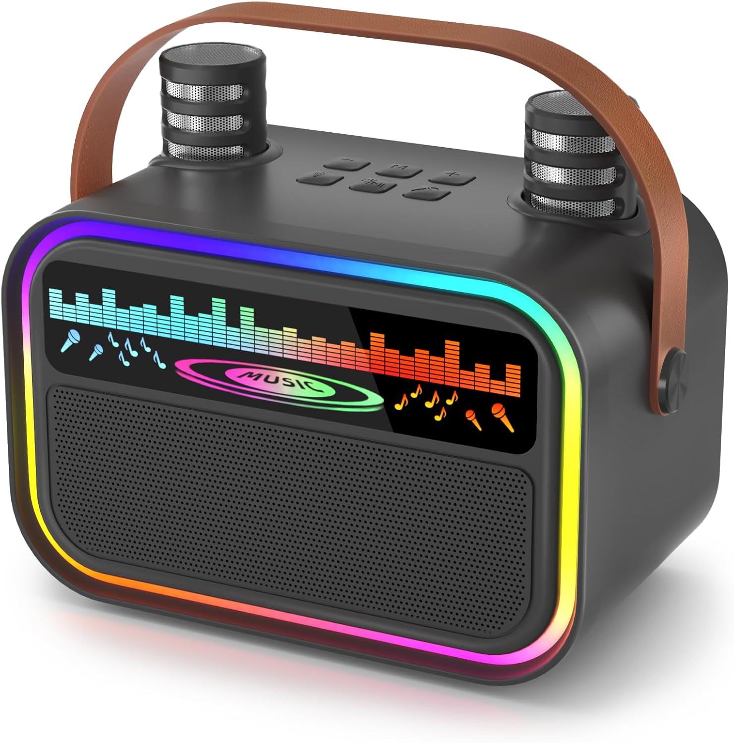 Mini Karaoke Machine Toys Gifts for Kids Girls Age 3-12+, Tnvee Portable Bluetooth Speaker with 2 Wireless Microphones, Funny Toddler Singing Karaoke for Birthday, Family, Home Party - Black - Amazon product rated Grade B