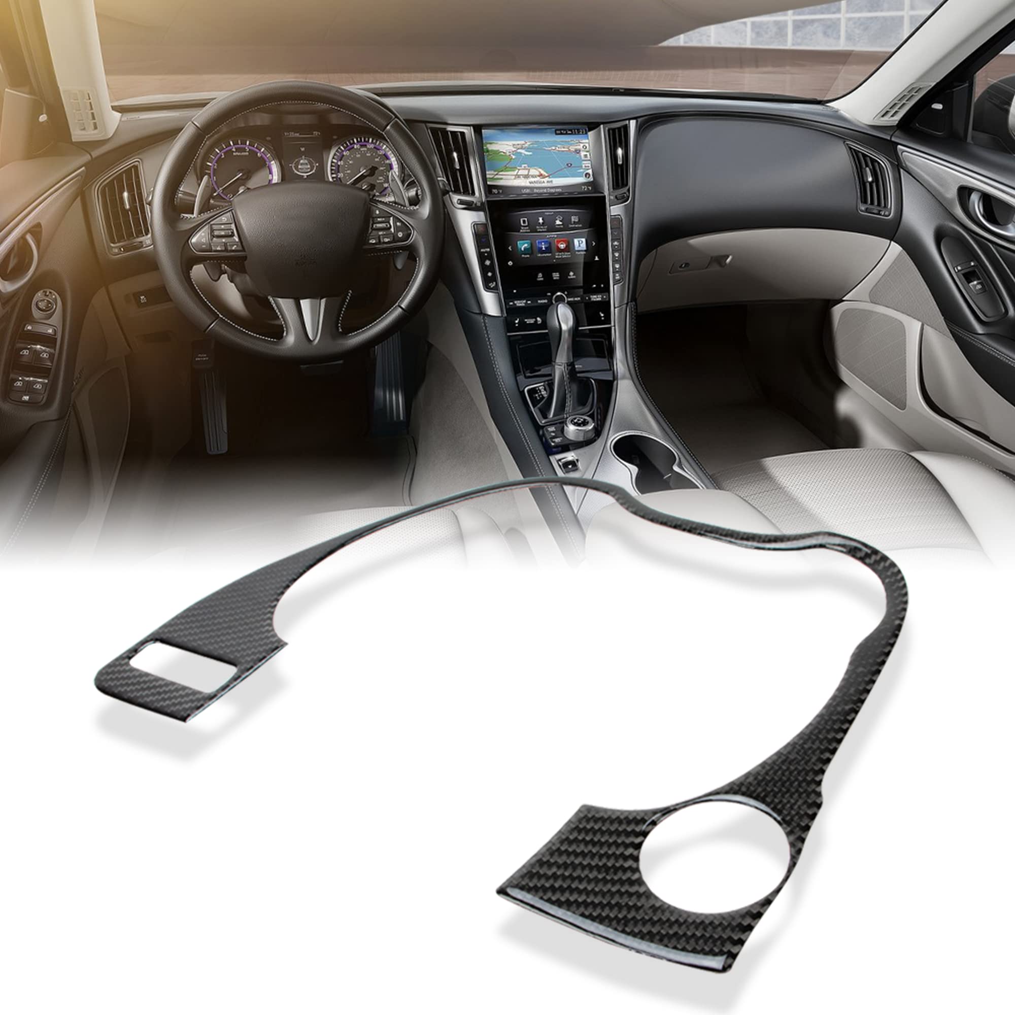 AeroBon Real Carbon Fiber Interior Trim Compatible with 2014-2023 Infiniti Q50 Dashboard Trim