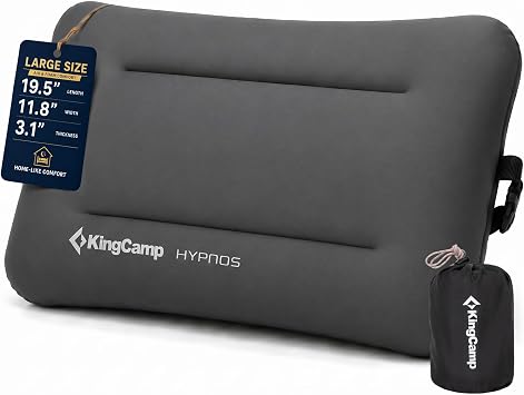 KingCamp Large Camping Pillow, Hybrid Inflatable Pillow with Soft Washable Foam Cover, Quiet Camp Pillow for Side Sleepers, Car Camping, Travel & Backpacking