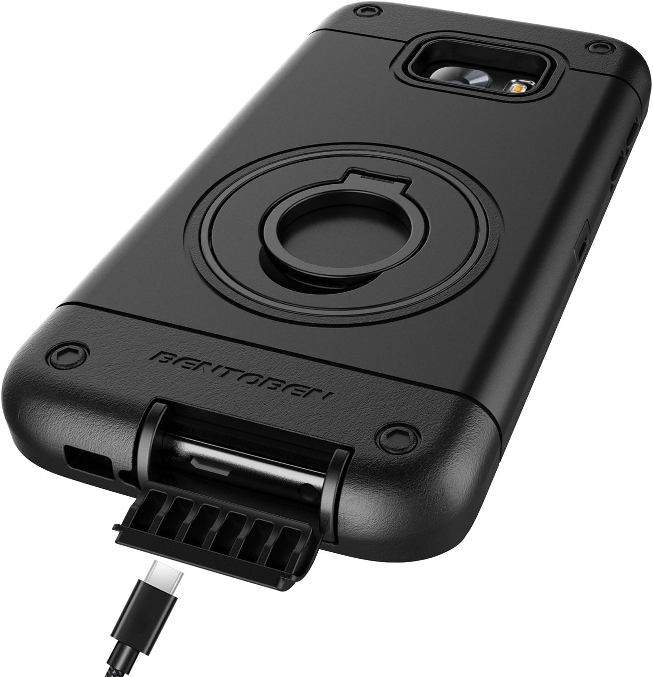 Case for Galaxy S7 Edge, BENTOBEN Shockproof Rugged with Swivel Kickstand Belt Clip Holster Heavy Duty Full Body Protective Phone Case Cover for Samsung Galaxy S7 Edge 5.5", Black