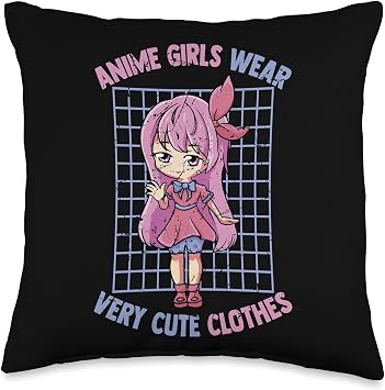 Anime Girls Wear Very Cute Clothes - Kawaii Otaku Manga Throw Pillow